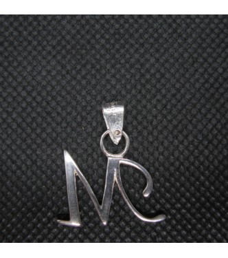PE001436 Sterling Silver Pendant Charm Letter M Solid Genuine Hallmarked 925